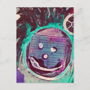 Carte Postale Collage en techniques mixtes Happy Face