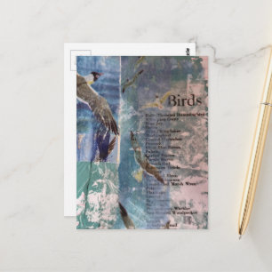 Carte Postale Collage en techniques mixtes sur une liste de moue