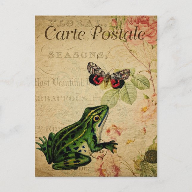 Carte postale collage grenouille vintage moderne f (Devant)