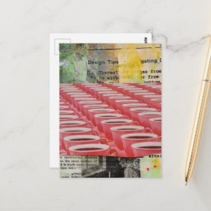 Carte Postale Collage Hommes au travail vintage et café