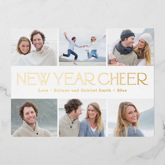 Carte postale Collage joyeux FOIL Bonne Année Cart (Recto)