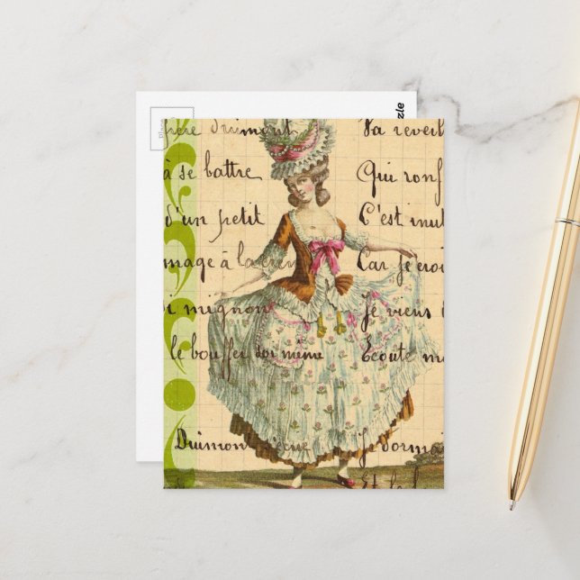 Carte Postale Collage Marie Rétro (Devant/Arrière en situation)