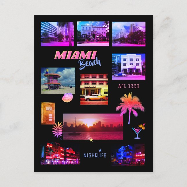 Carte Postale Collage Miami Beach (Devant)