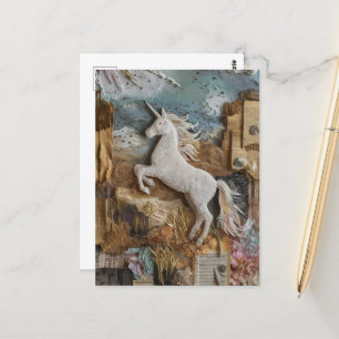 Carte Postale Collage multimédia mixte Unicorn