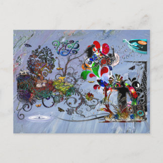Carte Postale Collage numérique VIP pour musique micro ouverte