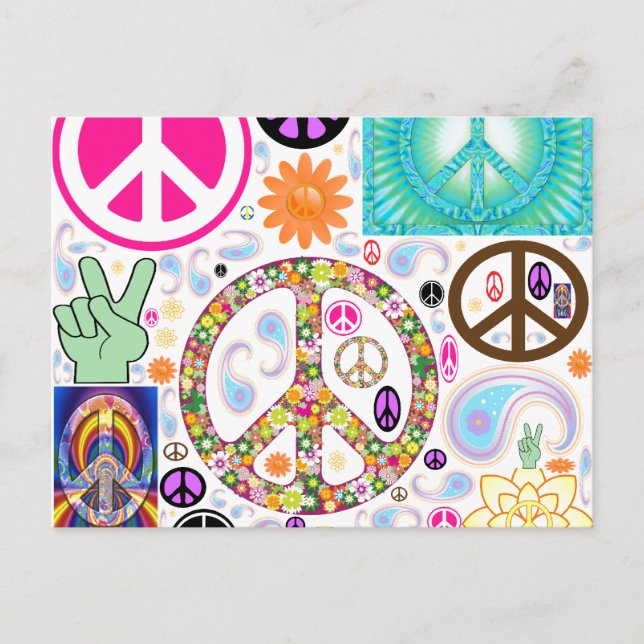 Carte Postale Collage Peace & Paisley (Devant)