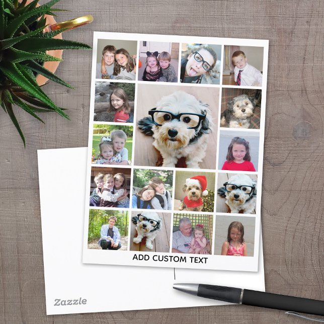 Carte Postale Collage photo avec 17 photos - peut modifier la co (Personalized Photo collage Postcard)