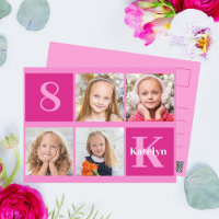 Collage photo chic fille d'anniversaire rose chaud