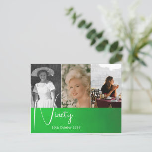 Carte Postale Collage photo d'anniversaire 90 ans Vert