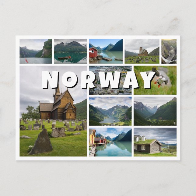 Carte Postale Collage photo de Norvège (Devant)