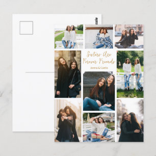 Carte Postale Collage photo de sœurs amies pour toujours Citatio