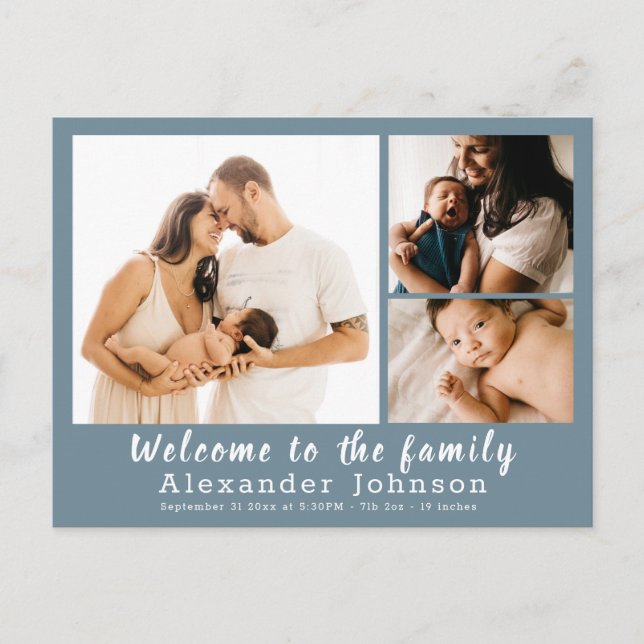 Carte Postale Collage photo faire-part de naissance (Devant)