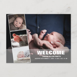 Carte Postale Collage photo faire-part de naissance Quatre photo