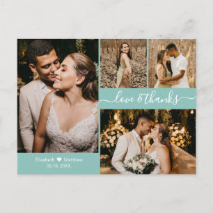 Carte Postale Collage photo manuscrit moderne Mariage Merci