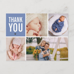 Carte Postale Collage photo Merci et Faire-part de naissance