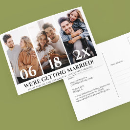 Carte Postale Collage photo minimaliste Enregistrer la date Cart