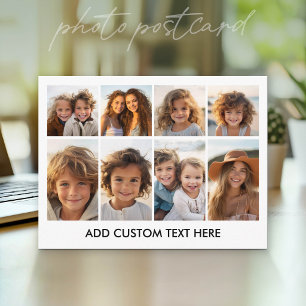 Carte Postale Collage photo moderne de 8 photos avec photos et t