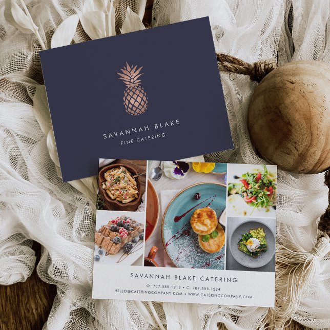 Carte Postale Collage photo promotionnel de l'ananas en or Rose  (Créateur téléchargé)