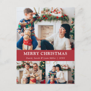 Carte postale Collage photo rouge Joyeux Noël