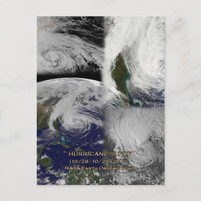 Carte Postale Collage satellite Vue de l'ouragan Sandy (Devant)