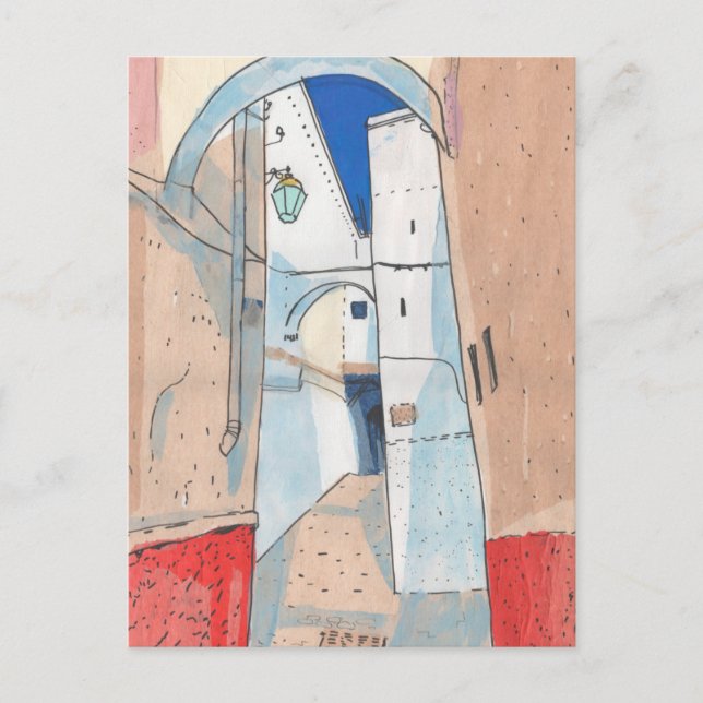 Carte Postale Collage sur papier du paysage urbain de la rue du  (Devant)