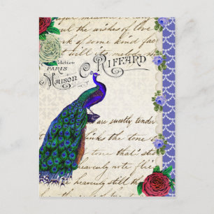 Carte Postale Collage vintage de la chanson Peacock