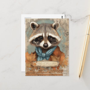 Carte Postale Collage vintage Raccoon