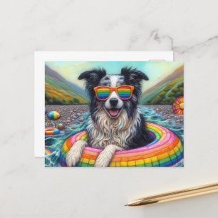 Carte Postale Colle de bordure sur un flotteur de couleur arc-en