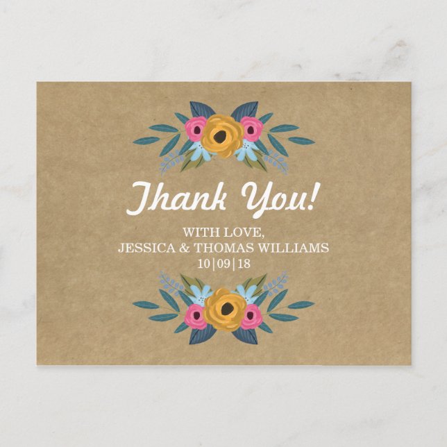 Carte Postale Collection de Mariages de couronnes florales Kraft (Devant)