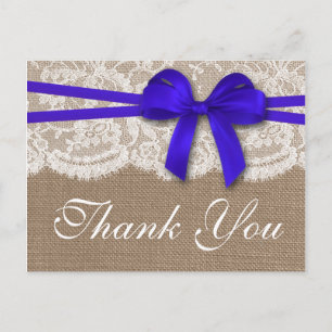 Carte Postale Collection de Mariages Rustic Blue Bow