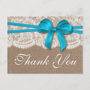 Carte Postale Collection de Mariages Rustic Blue Bow