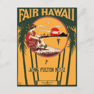 Carte Postale Collection de musique feuille Vintage Fair Hawaii