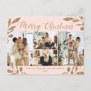 Carte Postale Collection photo Feuille Blush Gold moderne Noël