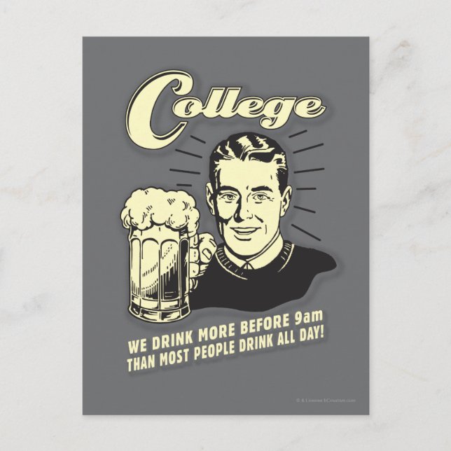 Carte Postale College : Boire plus avant 9h (Devant)