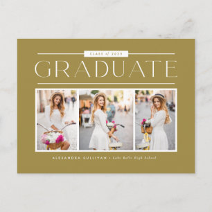 Carte Postale Collège Simple Typographie Photo Montage Diplômé