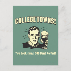 Carte Postale College Towns : 2 librairies 300 bars