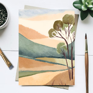 Carte Postale Collines de Beige   Peinture de Paysage Naturel