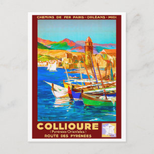 Carte Postale Collioure, Pyrénées, France, bateaux dans le port,