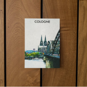 Carte Postale Cologne Allemagne Panorama Vue Peinture