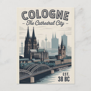 Carte Postale Cologne Allemagne Rétro Skyline Paysage Urbain Voy
