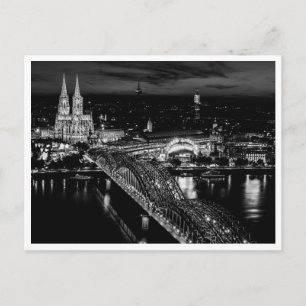 Carte Postale Cologne Allemagne Skyline Photographie de nuit