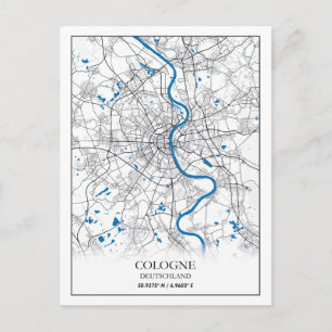 Carte Postale Cologne Deuschland City Map Voyage Simple Minimal
