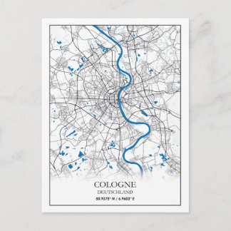Carte Postale Cologne Deuschland City Map Voyage Simple Minimal