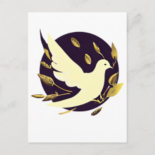 Carte Postale Colombe de la paix violette et or