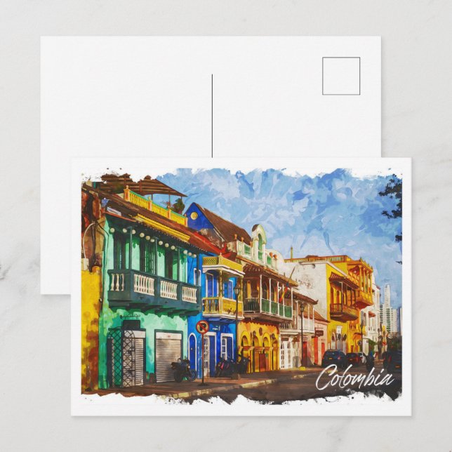 Carte Postale Colombie Belle peinture à l'huile paysage (Devant / Derrière)