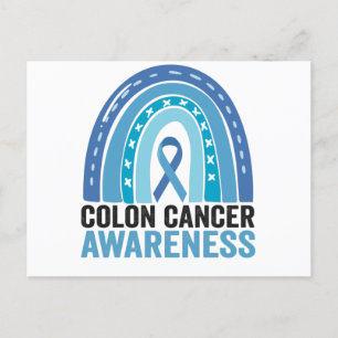 Carte Postale Colon Cancer Awareness Blue Rainbow Cadeau
