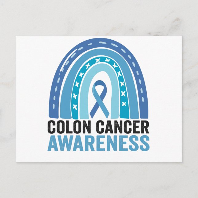 Carte Postale Colon Cancer Awareness Blue Rainbow Cadeau (Devant)
