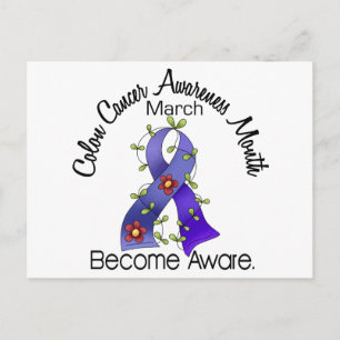 Carte Postale Colon Cancer Awareness Mois Flower Ribbon 2