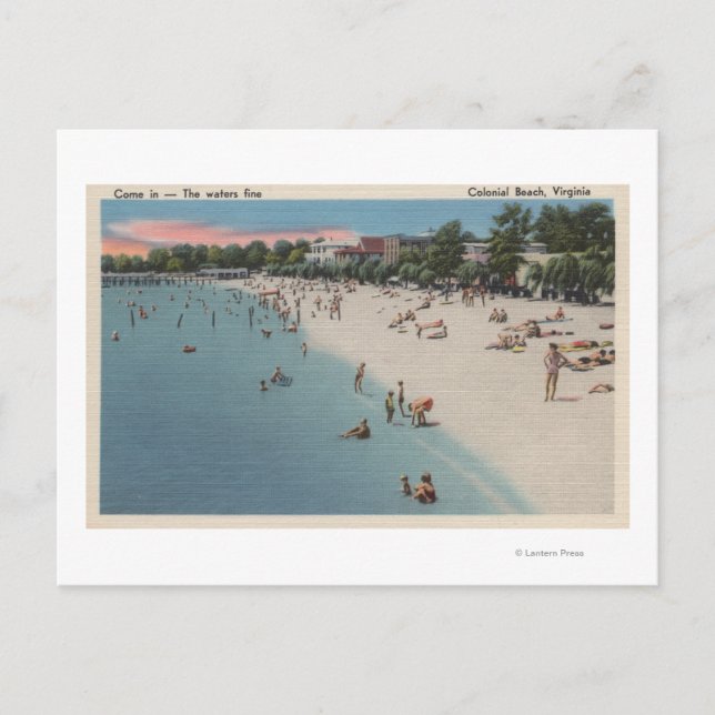 Carte Postale Colonial Beach, VA - Plage de soleil et de baignad (Devant)