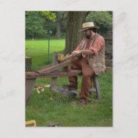 Carte postale coloniale de travail du bois